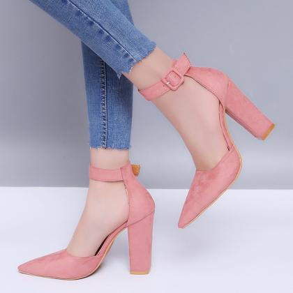 Pink Women Chunky Heel Sandals