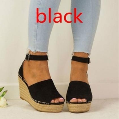 Espadrille Sole Suede Wedge Ankle S..