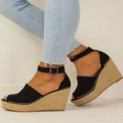 Espadrille Sole Suede Wedge Ankle S..