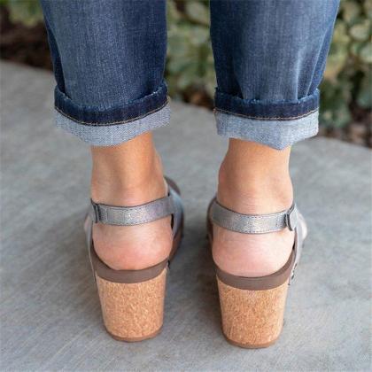 Women Grey Wedges Sandals Shoes