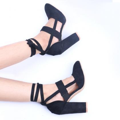 Strappy Chunky Heel Sandals For Women