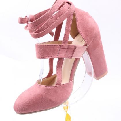 Pink Chunky Heel Sandals