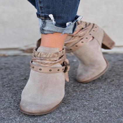 Chunky Heeled Boots Women