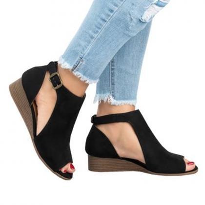 Side Cut Out Women Wedge Sandals