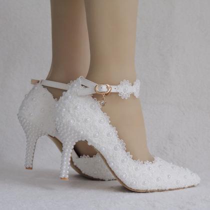 Ankle Straps Women Lace Wedding Sho..