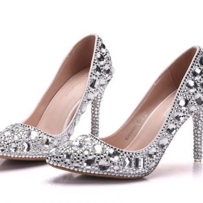 Princess Silver Crystals Wedding Shoes