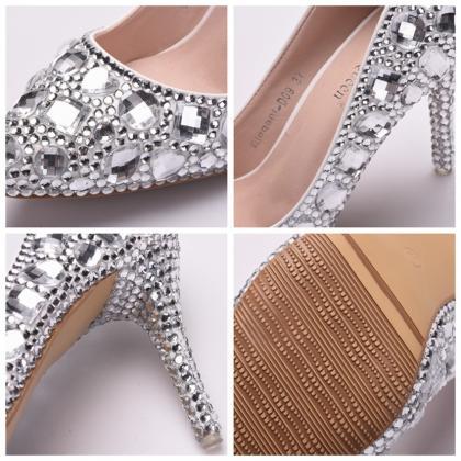 Princess Silver Crystals Wedding Shoes