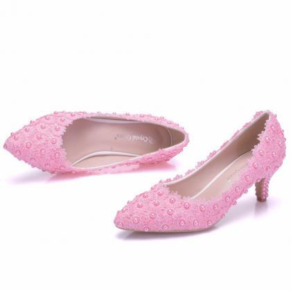 Pink Kitten Heel Women Shoes
