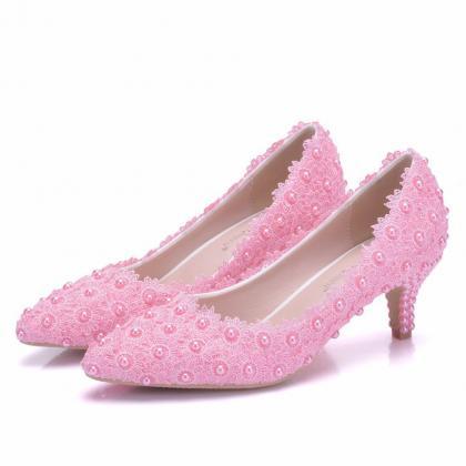Pink Kitten Heel Women Shoes