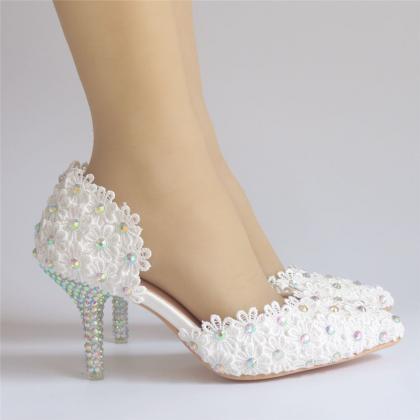 Crystal Decor Lace Wedding Shoes