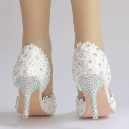 Crystal Decor Lace Wedding Shoes