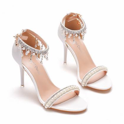 Ankle Straps Stiletto Heels Summer Wedding Shoes..