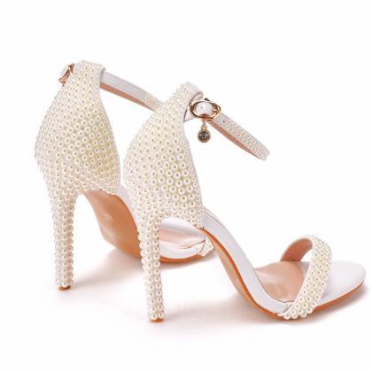 Pearls Decor Wedding Shoes Sandals