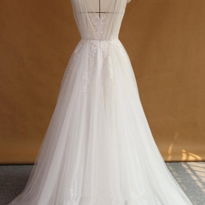 A-line V Neck Wedding Dresses