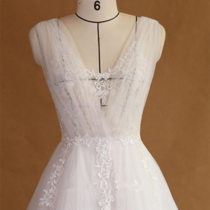 A-line V Neck Wedding Dresses
