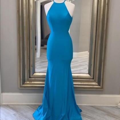 Blue Sheath Prom Dress