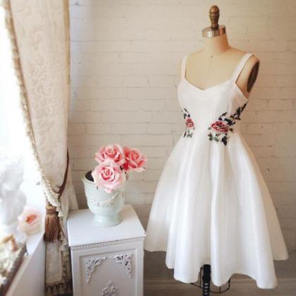 White Homecoming Party Dress with F..