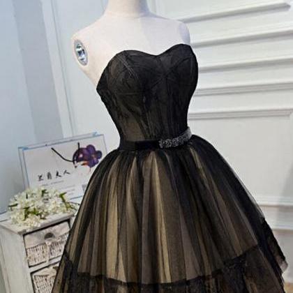 Sweetheart Champagne Black Short Party Dress With..