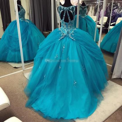Blue 15 Years Ball Gown Quinceanera Dress