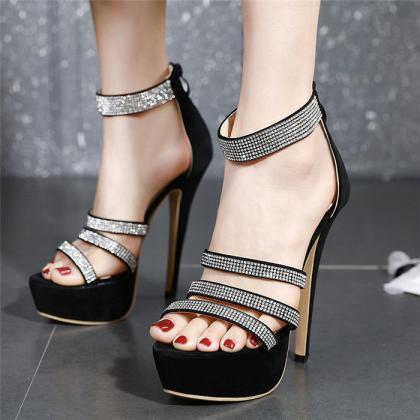Ankle Strap Black Platform Sandals