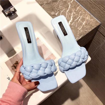 Braided Design Blue Sandals