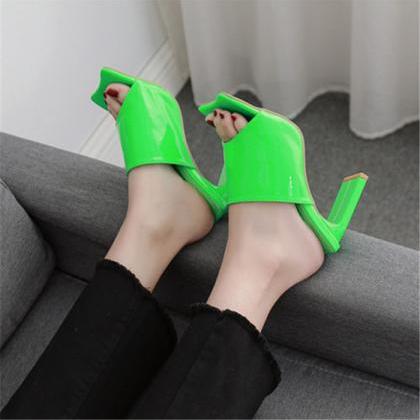 Green Mule Sandals Heels