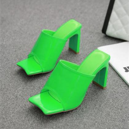 Green Mule Sandals Heels