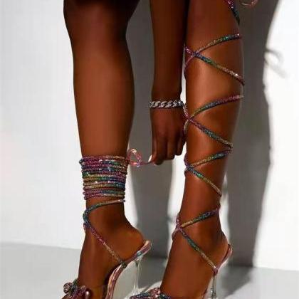 Sparkle Tie Leg Women Sandals