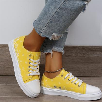 Lace-up Front Canvas Sneakers Shoes