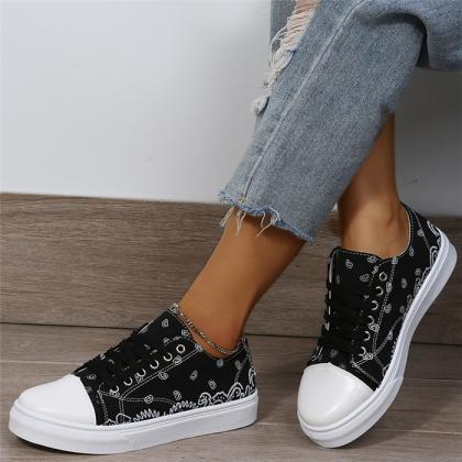 Lace-up Front Canvas Sneakers Shoes