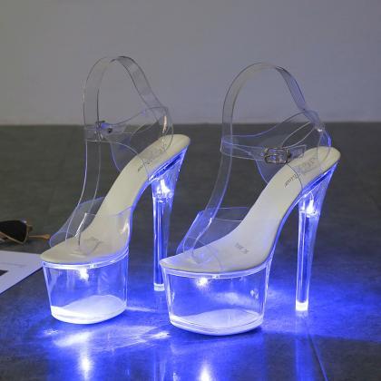 Fluorescent Platform Heels Sandals Prom Shoes