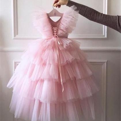 Pink Tulle Girl Pageant Dresses For Birthday