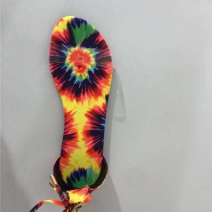 Tie Leg Colorful Flats