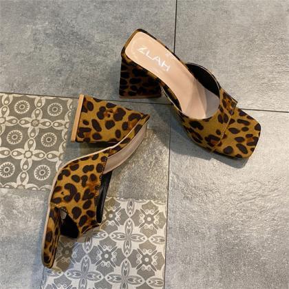 Leopard Print Mule Sandals