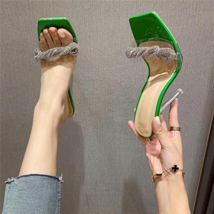 Sparkle Green Mule Sandals