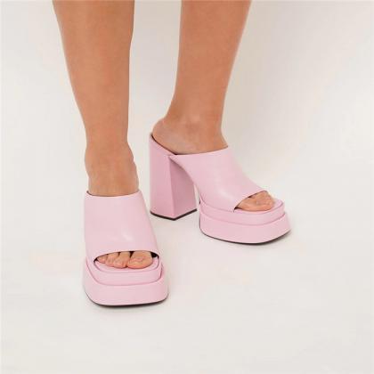 Pink Platform Mule Sandals on Luulla