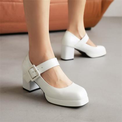 Round Toe Mary Jane Pumps Shoes