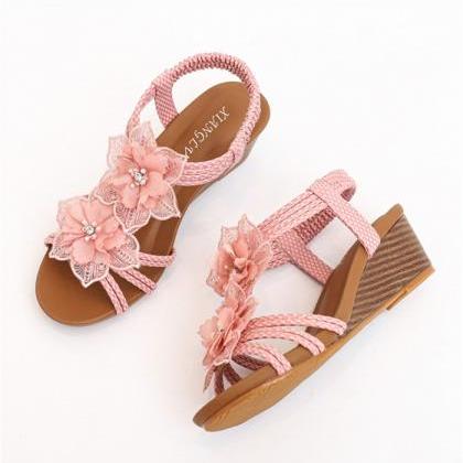 Pink Wedge Sandals Women Shoes