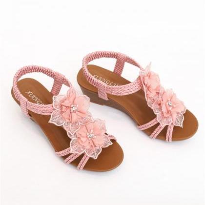 Pink Wedge Sandals Women Shoes