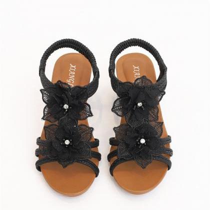Black Wedge Sandals Women Shoes