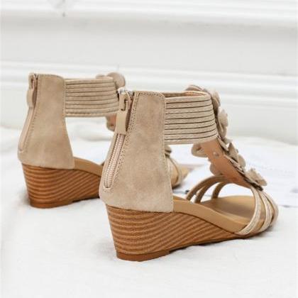 T Strap Wedge Sandals Shoes Women