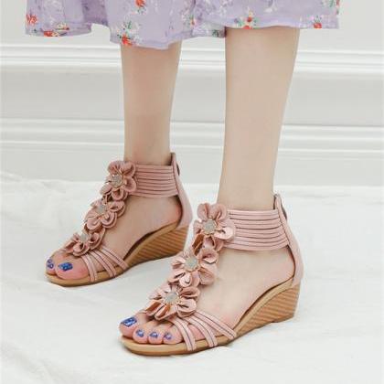 Pink Wedge Sandals Shoes