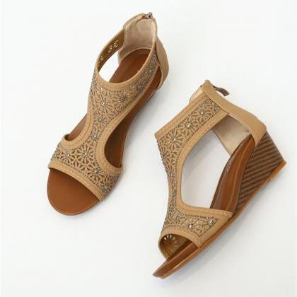 Apricot Wedge Sandals