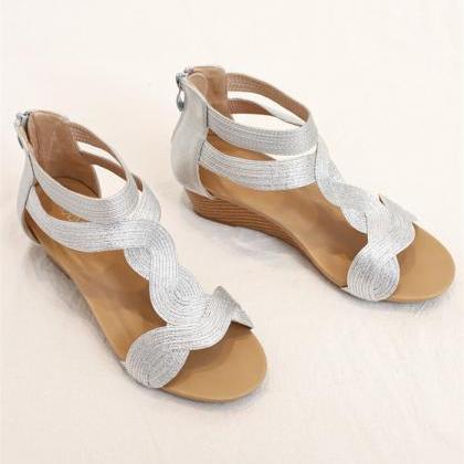 T Strap Wedge Sandals Women Shoes Summer