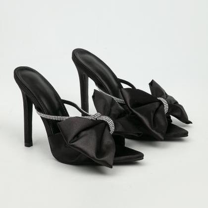 Black Stiletto Heeled Sandals