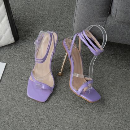 Ankle Strap Purple Sandals Prom Shoes