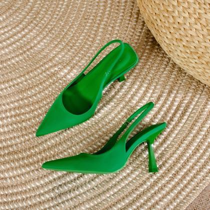 Minimalist Green Prom Shoes Slingback Pumps
