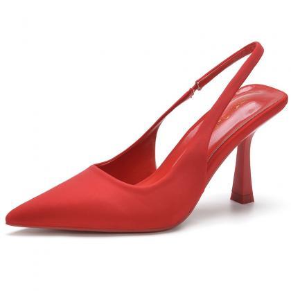 Minimalist Red Slingback Pumps Women Prom Shoes