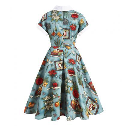 Print Vintage Short Dress