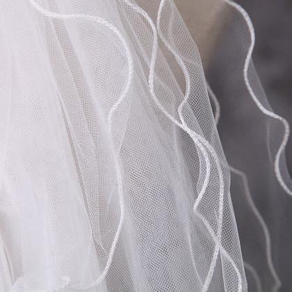Pencil Edge Double Layered Bridal Veil With..